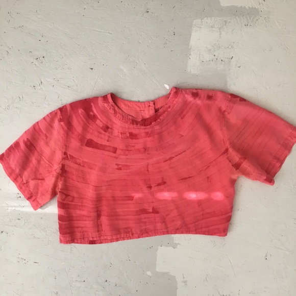 SOLD Hand Painted Silk Boxy Crop Top - Picture 4 of 7